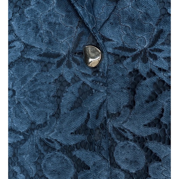 NWT Zara Lace Blazer in Teal Blue Size S - Picture 7 of 17